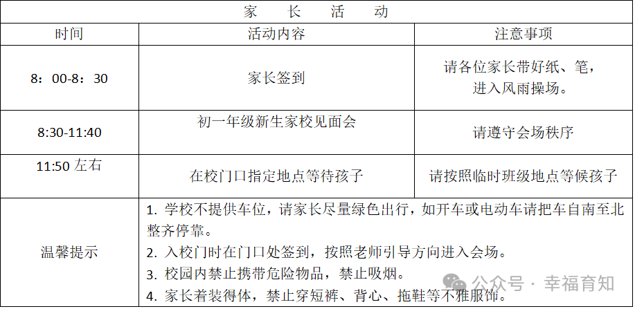 昌平二中教育集团育知学校初一年级新生报到通知