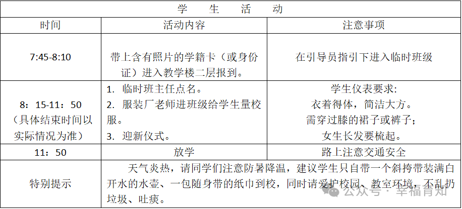 昌平二中教育集团育知学校初一年级新生报到通知