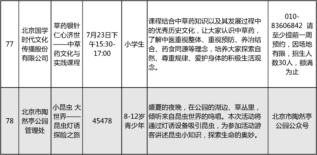 2024北京中小学暑假活动
