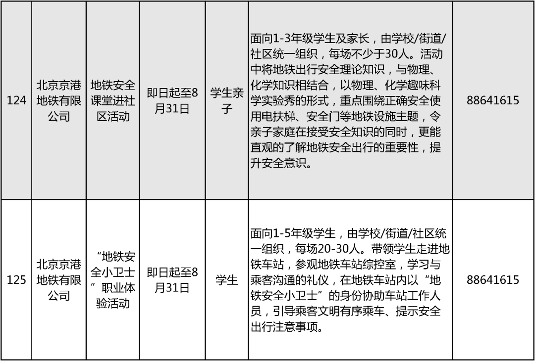 2024北京中小学暑假活动