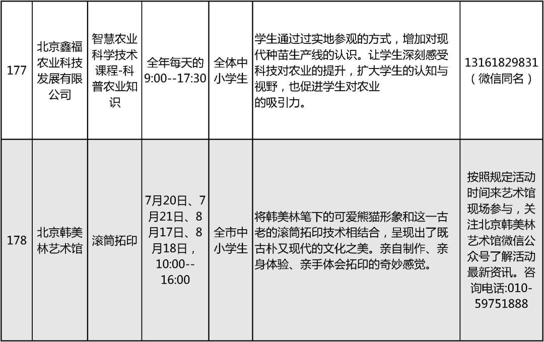 2024北京中小学暑假活动