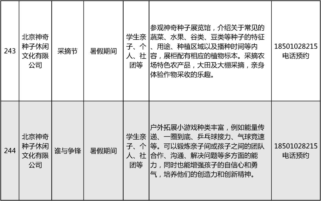 2024北京中小学暑假活动