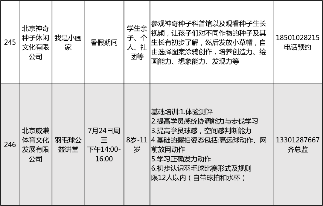 2024北京中小学暑假活动