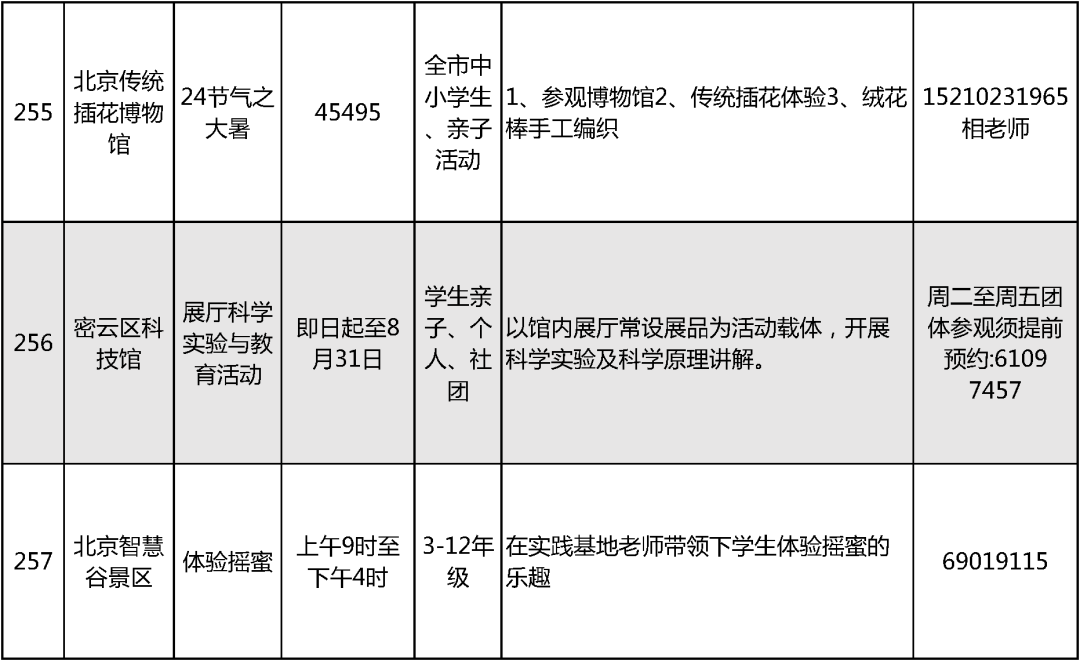 2024北京中小学暑假活动