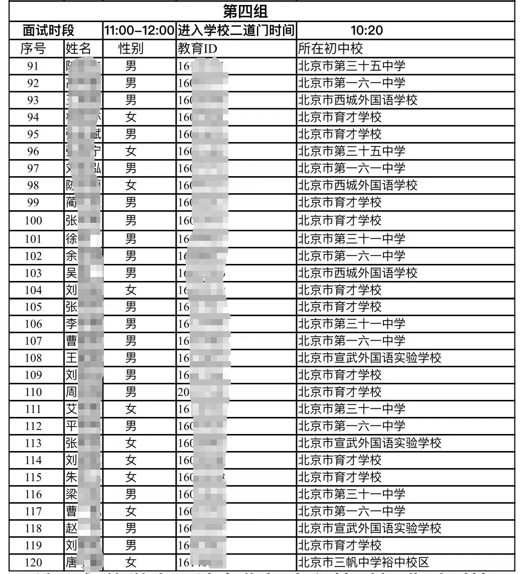 北京育才学校2024年“1+3”培养实验面试公告