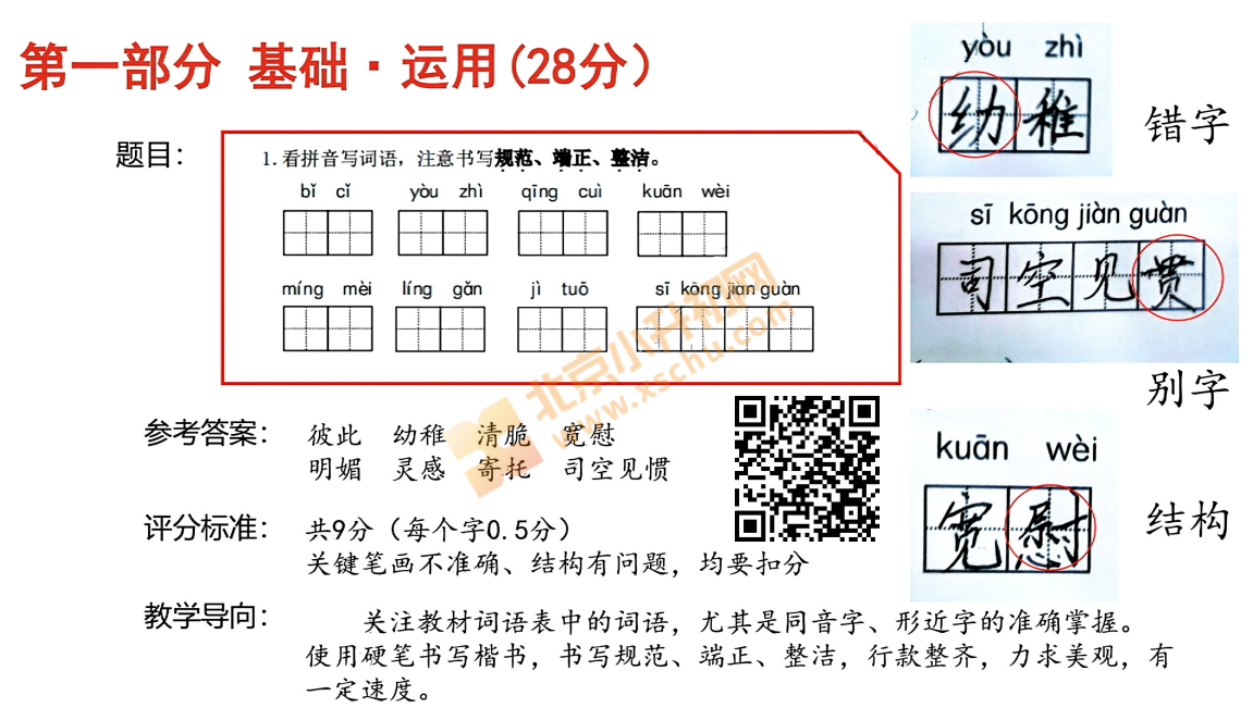 2024-2025学年第二学期海淀小学6年级期末考试语文试题答案