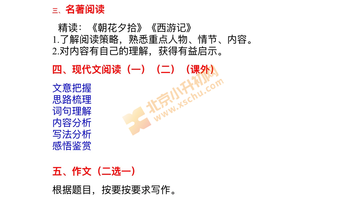 丰台初一语文期末考试范围