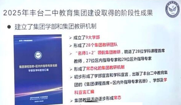 2025年丰台二中教育集团建设取得的阶段性成果