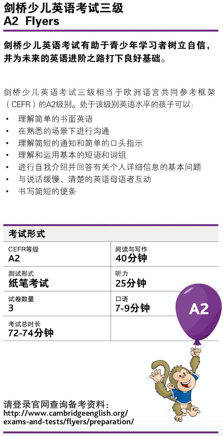 剑桥少儿英语三级考试介绍