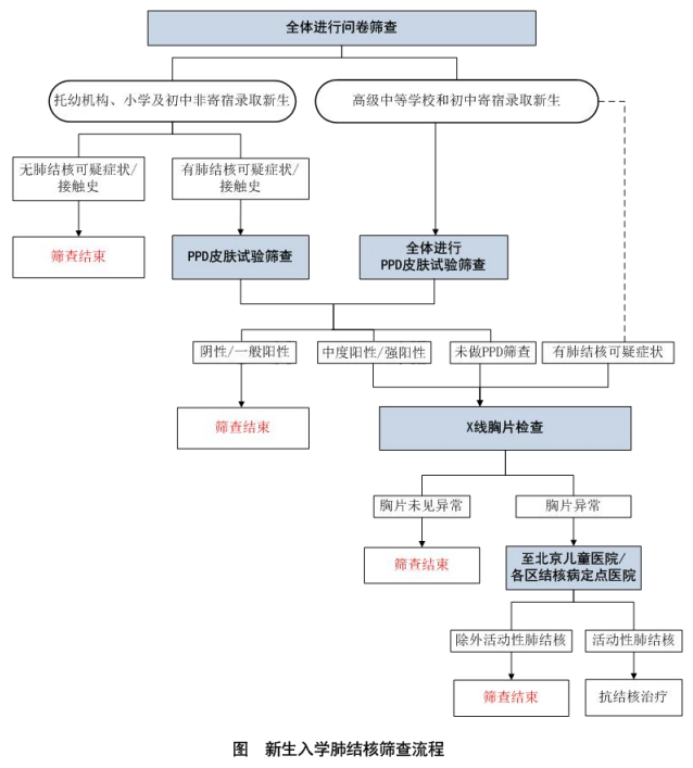 新生入学肺结核筛查流程