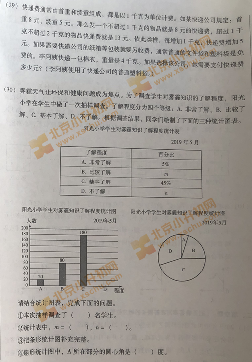 2019大兴小学六年级数学毕业考试试题5