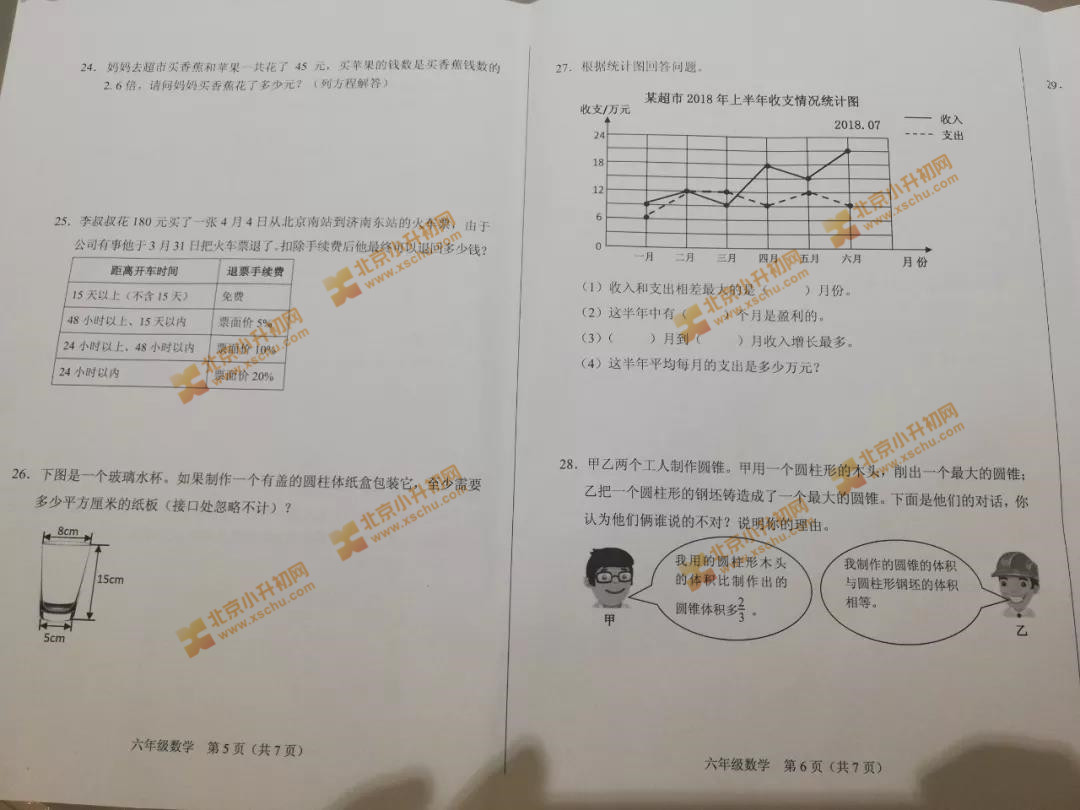 2019海淀小学六年级数学毕业考试试题3