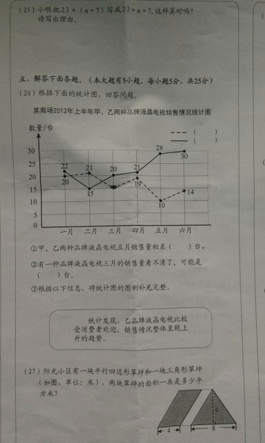 5年级下学期数学抽测试卷B-www.xschu.com