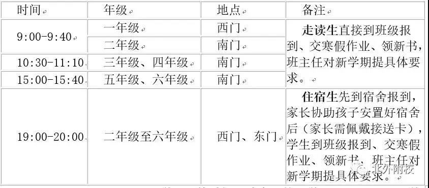 北外附校小学部报道时间安排