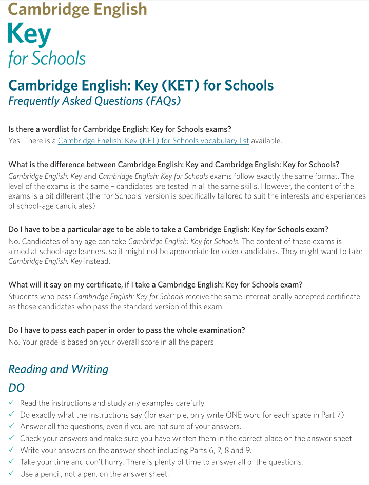 剑桥英语KET常见问题和考试技巧1