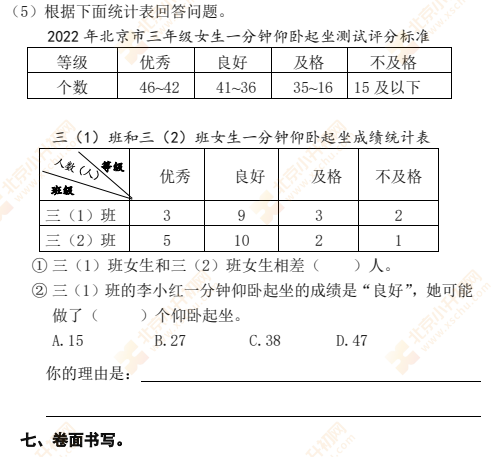 2021-2022学年第二学期东城小学三年级数学期末试题5