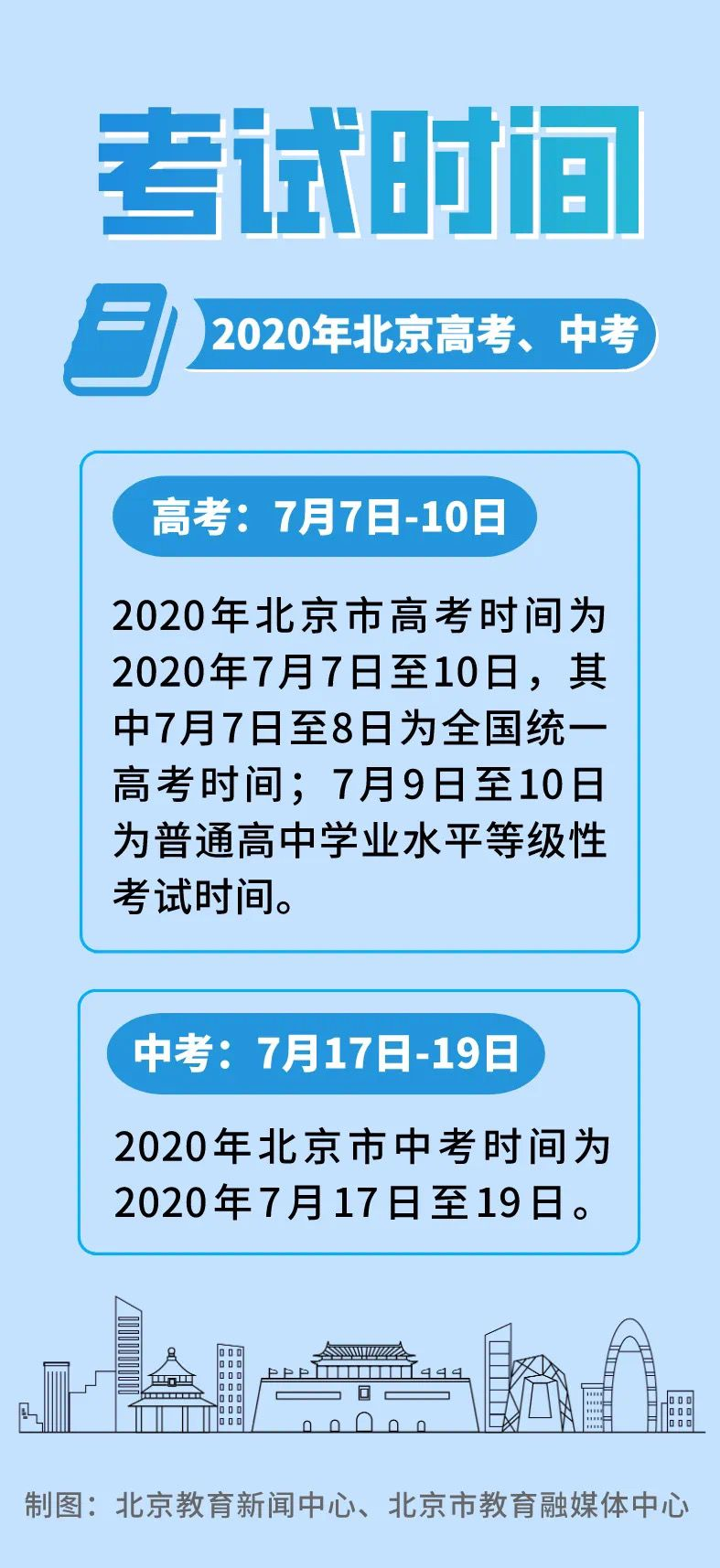 2020年北京中考、高考时间安排